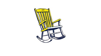 Yellow rocking chair illustration isolated on white background for design