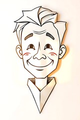 Smiling portrait illustration with line art style for creative projects and design