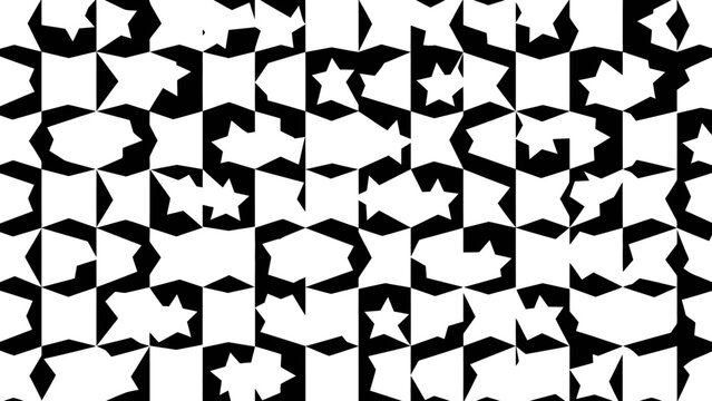 Geometric patterns in black and white create a compelling visual tapestry of shapes and forms