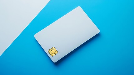 Sleek blank credit card mockup ready for your branding on a vibrant blue background, perfect for fintech, finance, or banking campaigns