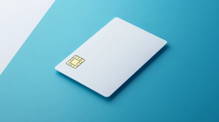 Modern secure blank card mockup for financial technology and banking solutions, ready for your design on a clean blue and white surface