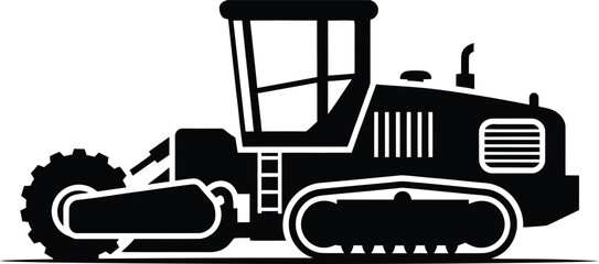 Landfill Compactor Machine Silhouette Heavy Construction Vector