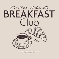 Coffee and croissant breakfast club design