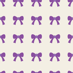 Purple Bow Pattern Seamless Vector Illustration.  Ideal for textiles, wrapping paper, and digital designs.