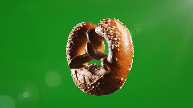 Perfect Pretzel with a Vivid Backdrop: A tempting soft pretzel is presented in a studio environment. with an inviting backdrop