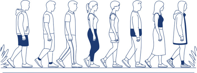 Diverse group of people walking together showcases unity and community spirit