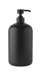 Fototapeta premium Sleek matte black pump bottle, perfect for liquid soap, shampoo, or lotion, isolated on white background