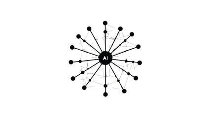 Abstract network of AI connections radiating from a central hub
