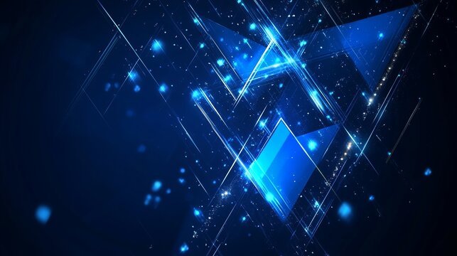 Stunning abstract background with vibrant blue geometric shapes and sparkling light effects creating a modern, dynamic feel for tech and innovation - Powered by Adobe