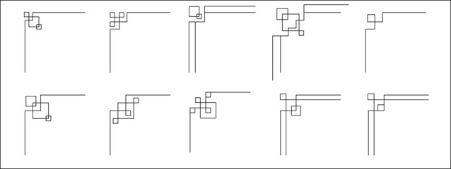 Decorative Corners frame set. Abstract angle border collection for design Decoration. Elegance angular dividers and boarders. Design elements for vignettes, wedding cards, invitation, certificate.