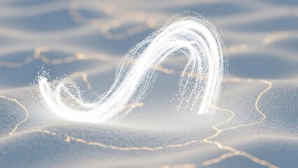 Swirling light trail on snow abstract energy flow winter season background