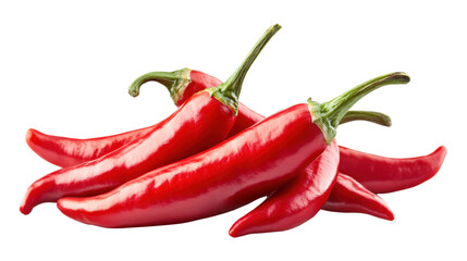 Red Chili Peppers Cluster isolated on a transparent background