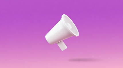 directional. Minimalist megaphone icon floating against an abstract gradient background in soft lighting. menu design, packaging mockups, designed for culinary blogs and recipe cards for restaurants.