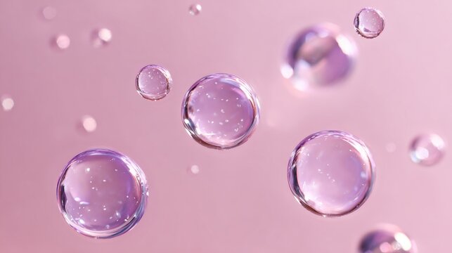 Stunning spheres floating gracefully on a soft pink background for modern skincare ads or elegant cosmetic campaigns that evoke purity and freshness