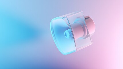 directional. Minimalist megaphone icon floating against an abstract gradient background in soft lighting. menu design, packaging mockups, designed for culinary blogs and recipe cards for restaurants.