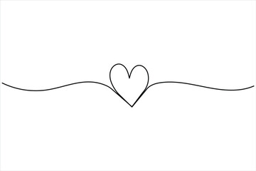 Fototapeta premium Minimalist continuous line art heart symbol on a clean white background illustration
