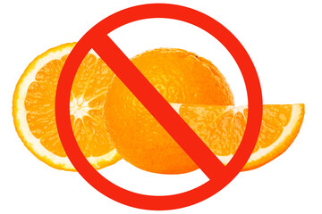 Citrus Allergy Warning Symbol with Orange Slice on Empty Background