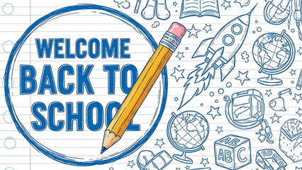 Welcome back to school pencil and doodle art