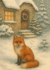 Obraz premium Cozy winter fox scene