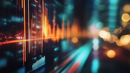 Dynamic data visualization with vibrant digital display for modern business solutions and innovative technology applications, showing growth and analysis