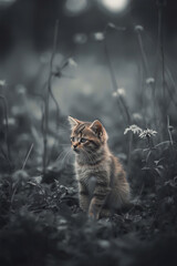 The kitten's eyes are full of tears, from human betrayal.