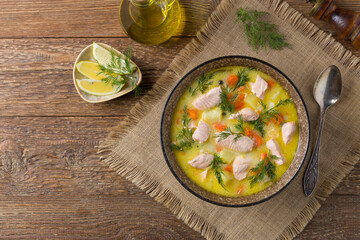 Salmon soup with cream.