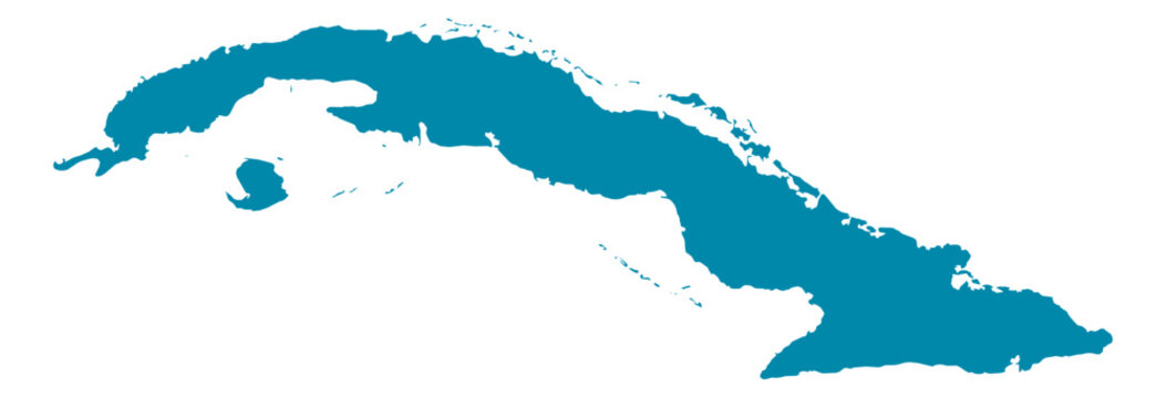Cuba Map Silhouette Vector | Editable Blue Outline