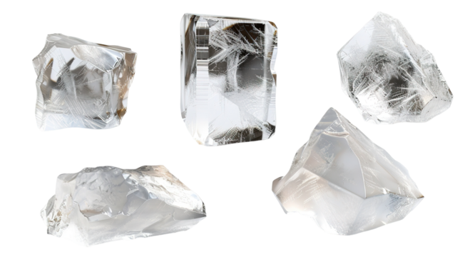 This collection displays ice shards with sharp edges and varied shapes, suitable for winter decorations. Perfect for Christmas and New Year themed projects