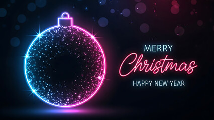 Glowing christmas ornament with merry christmas text