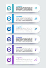 Infographic design business template with 6 options, steps