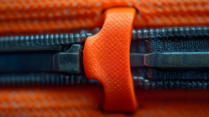 Orange zipper close up clothing accessory