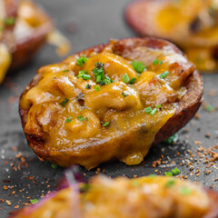 Loaded Potato Skins with Golden Cheddar & Chives