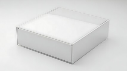 Minimalist White Box on White Background for Product Mockup.
