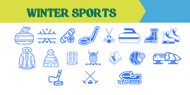 Gear up for winter fun with this set of exciting winter sports icons, perfect for seasonal designs, events, and social media promotions now - Powered by Adobe