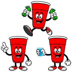 Party Cup Mascot Set 03, Hand Drawn illustrations of Party Cup Mascots in various poses.