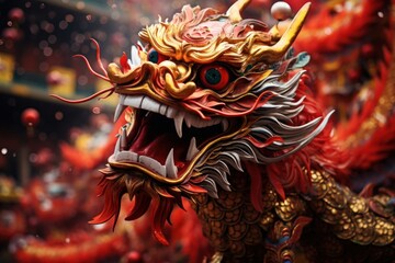 Happy chinese new year dragon representation celebration.