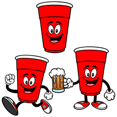 Party Cup Mascot Set 05, Hand Drawn illustrations of Party Cup Mascots in various poses.