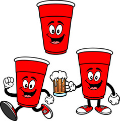 Party Cup Mascot Set 05, Hand Drawn illustrations of Party Cup Mascots in various poses.