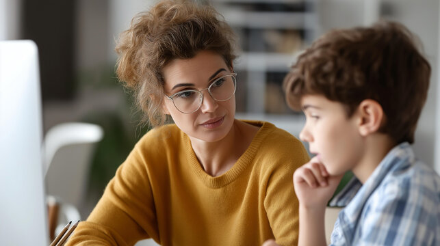 Psychopedagogue assisting patient in office consultation educational psychology services learning support therapy academic counseling student performance assistance