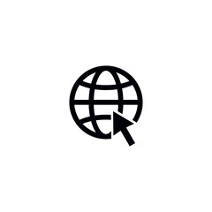 Web navigation globe and cursor icon