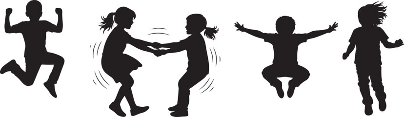 Silhouette Playtime: Capturing the spirited silhouettes of children immersed in the pure joy of outdoor activities, from leaping high in the air to engaging in playful games.