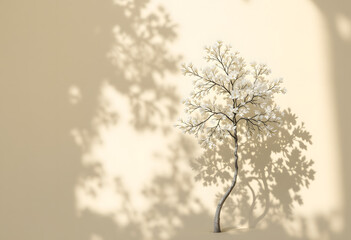 Isolated flower petal on warm yellow surface, emphasizing delicate details and creamy hues with soft, natural light and subtle shadows