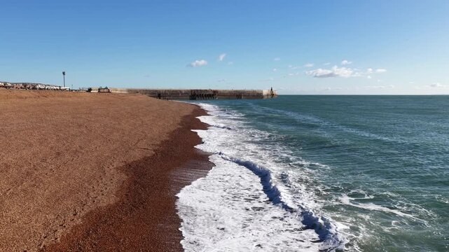 Folkestone Pebble Coastline Aerial View