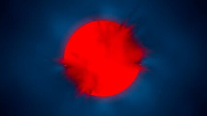 Bold red circle against blue background, storytelling of conflict and contrast