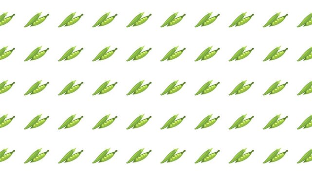 Repeating pattern of green pea pods on white. Perfect for packaging design, kitchen decor, fabric prints, and foodrelated projects.