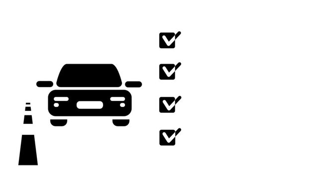 A car inspection checklist icon representing thorough vehicle evaluation, maintenance procedures, and essential safety verification for optimal performance.