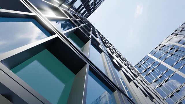 3d rendering of modern architecture, Skyscraper corporate office building with glass window and steel frame