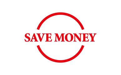 SAVE MONEY - Red Rubber Stamp with text SAVE MONEY

