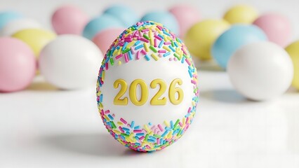 Easter egg 2026 with colorful sprinkles