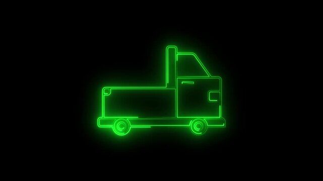 glowing neon pick up truck minimalist stroke animation